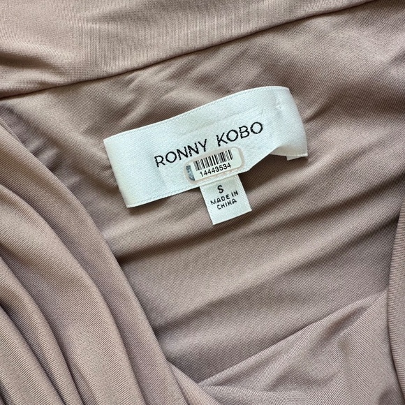 Ronny Kobo Killian Gown Dress Beige Ruched One Shoulder Maxi Dress - Small - Picture 4 of 15